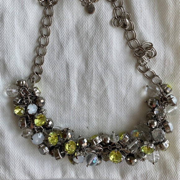 Loft Statement Necklace Silver, White, Green - Picture 3 of 7